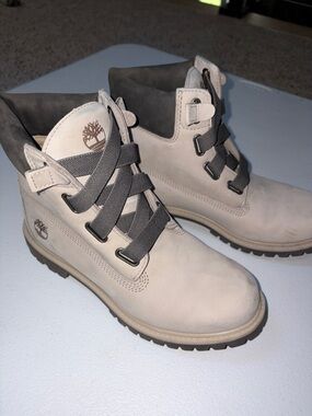 Timberland Light Beige Nubuck Lace-Up Ankle Boots